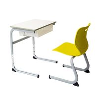 Ensemble de bureau et chaise d'école réglables avec boîte à livres en plastique, cadre cantilever en U, table d'étude ergonomique, mobilier scolaire