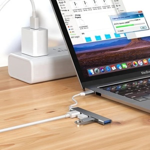 4-en-1 USB 3,0 Hub de alta velocidad <span class=keywords><strong>OTG</strong></span> 4 puertos aleación de aluminio Multi Splitter adaptador de carga/salida de datos/vídeo 11CM <span class=keywords><strong>Cable</strong></span> - Product Image 5