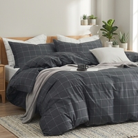 Ensemble de literie imprimé 100% coton, ensemble de housse de couette 3 pièces, gris foncé, impression personnalisée, ensemble de literie 3 pièces
