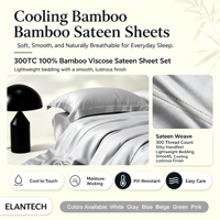 Parure de lit en bambou massif moderne et rafraîchissante, draps de luxe toutes saisons 300TC à poches profondes de 16 pouces pour la vente en gros
