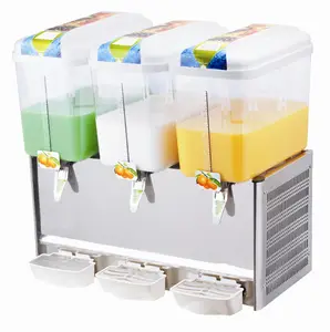 Mesin ekstraktor pendingin minuman bir elektrik, dispenser jus buah dingin komersial 3 tangki