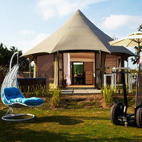 Tente Safari de Luxe en Toile pour Glamping, Kits de Cabane en Bois avec Salle de Bain