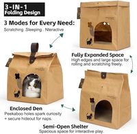 Maison pour chat en papier kraft lavable, lit confortable pour animaux de compagnie d'intérieur, nid léger pour chat, OEM ODM, logo et taille personnalisés, sac à dos pour animaux de compagnie
