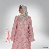Ensemble Abaya 2 pièces à imprimé floral rose, vente en gros, Abaya kimono modeste pour femmes musulmanes avec robe intérieure, Kaftan de Dubaï, vêtements islamiques