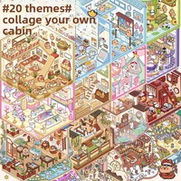 Livre de collection d'autocollants 3D style japonais, scènes miniatures de maisons, autocollants éducatifs DIY pour enfants, pour journalisation
