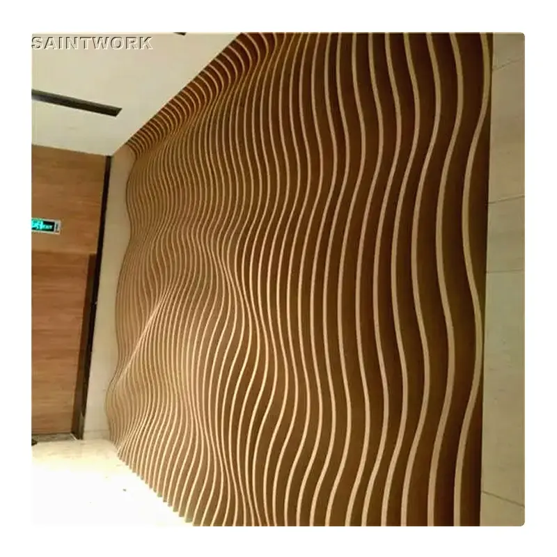 Interior Wall Decoration 3D Wavy Metal Wall Panel Indoor Aluminium Wall Cladding Slats for Hotel Supermarket Hall Reception Room