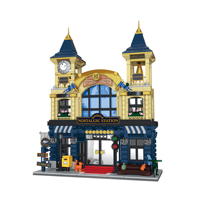 Ensemble de blocs de construction modernes XMORK, gare ferroviaire, jouets éducatifs en plastique ABS pour enfants, paysage urbain