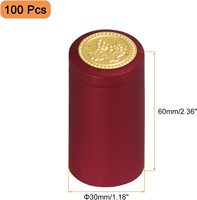 Capsules thermorétractables en PVC personnalisées, colorées et étiquetées, pour bouteilles, avec capsule de vin de 30 mm et ligne de déchirement ponctuée