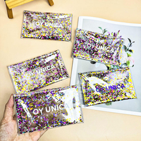 Pochette cosmétique transparente en PVC à paillettes avec poudre scintillante, logo personnalisé, fermeture éclair, sac à maquillage étanche, porte-monnaie