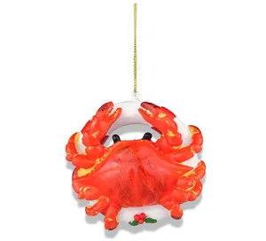Personalized resin crab Christmas tree ornaments. Fun nautical Christmas decorations
