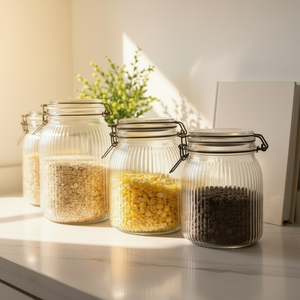 Tarro <span class=keywords><strong>de</strong></span> almacenamiento <span class=keywords><strong>de</strong></span> cocina al por mayor, recipiente <span class=keywords><strong>de</strong></span> vidrio con tapa hermética para granos <span class=keywords><strong>de</strong></span> café, <span class=keywords><strong>avena</strong></span>, dulces, tarros con rayas verticales - Product Image 3