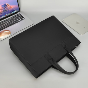 Shoulder Messenger Soft Black Office Durable Genuine Leather Oxford Handle Zipper Unisex <b>Document</b> Storage Laptop <b>Bag</b>. - Product Image 5