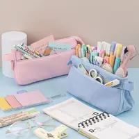 Özelleştirilmiş ofis okul Stand Up kırtasiye kalemlik özel kore moda sevimli Pop Up geri çekilebilir Fold kalem kutusu çantası