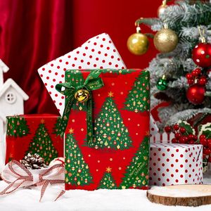 Yarcony Red Christmas <b>Wrapping</b> <b>Paper</b> Roll 17 Inch X 33 Feet Metallic Foil Tree Design Gift Craft Recyclable - Product Image 1