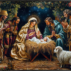 Virgin Mary Wall LEDライトペインティングタイマー付きライトアップキャンバスウォールアート写真リビングルームウォールデコレーション - Product Image 1