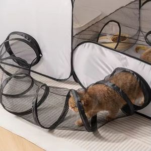 Wholesale Portable Outdoor Breathable Soft Sides Foldable Oxford <b>Fabric</b> Small Animals <b>Cat</b> Playpen with Surround Tunnel - Product Image 4