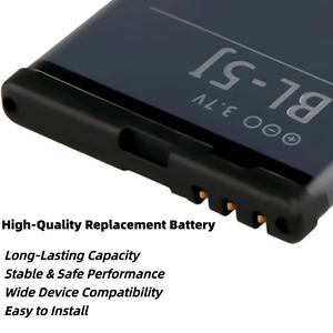 BL-5J แบตเตอรี่ Li-ion 1320mAh ใช้ได้กับโทรศัพท์มือถือสต็อกแบตเตอรี่สำหรับ <span class=keywords><strong>Nokia</strong></span> N900 <span class=keywords><strong>5800</strong></span> 5230โทรศัพท์มือถือ - Product Image 4