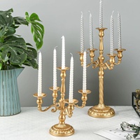 Candelabro de Lujo de Metal, Portavelas de 5 Brazos, Candelabro Alto para Centro de Mesa de Boda, Decoración Navideña para el Hogar