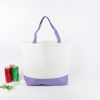 Nouveau chaud en gros 100% coton blancs Sublimation lin sac fourre-tout Colorblock saint valentin cadeaux sac à provisions