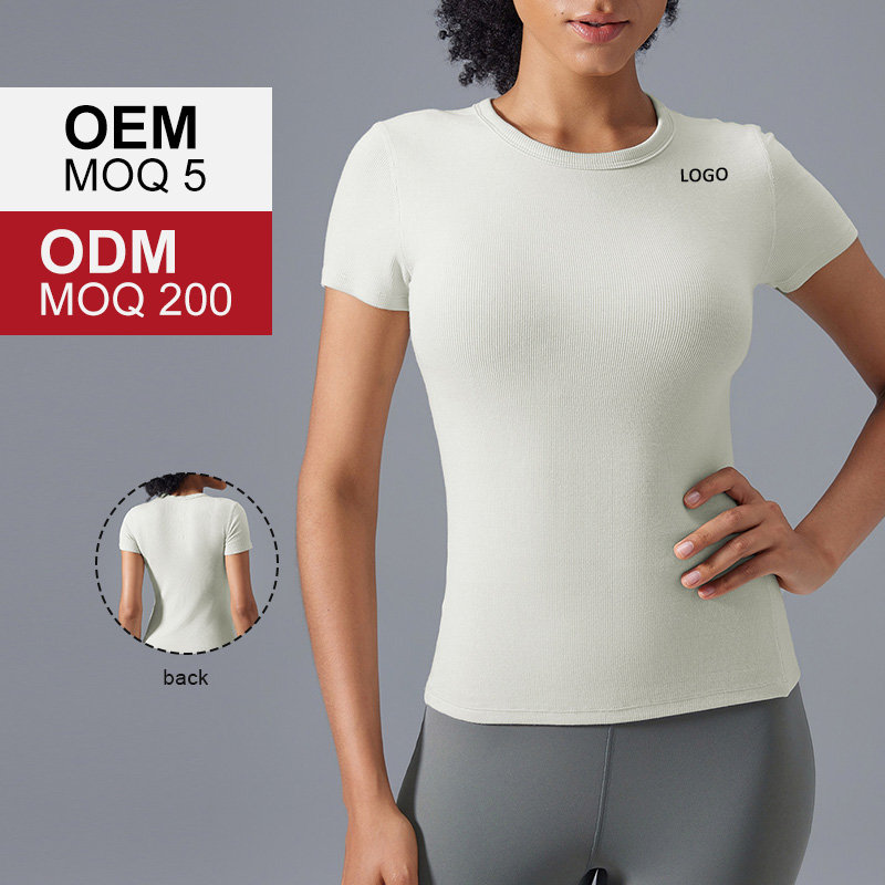 D25096 Modal Round Neck Versatile Sports T-shirt Naked Feeling Skin-friendly Waist-hugging and Slimming Fitness Yoga Top