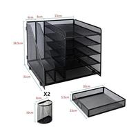 Organisateur de bureau multifonction moderne à 5 niveaux en métal, accessoires de bureau, organiseur de papeterie, plateau de rangement de bureau, personnalisable