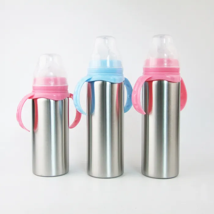 BPA Free 180ml Stainless Steel Vacuum Insulated Baby Feeding Water Bottle Thermos Baby Drinking Cup With Nipple & Handle