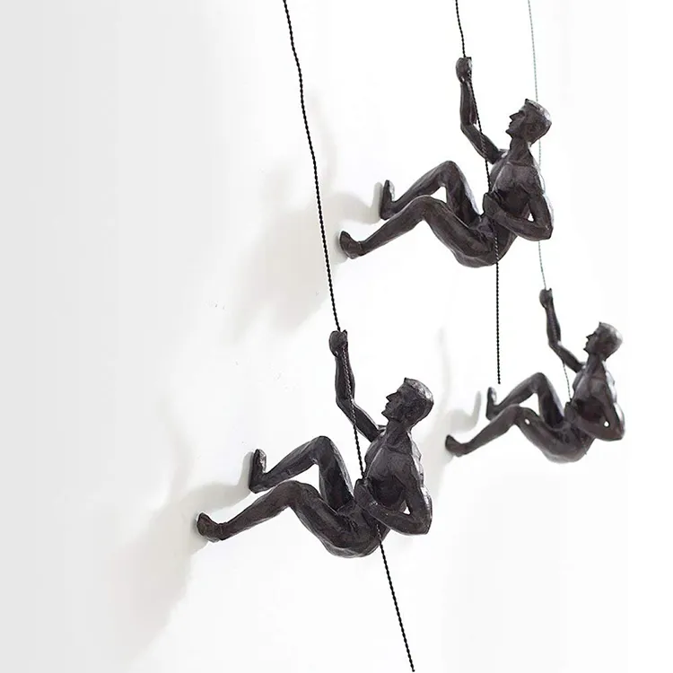 Wholesale custom design nordic home modern decor resin sculpture art climbing man wall art&