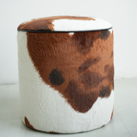 Pouf ottoman en similicuir pelucheux à imprimé animal pour salon, chambre, comme table basse ou repose-pieds pour changer de chaussures