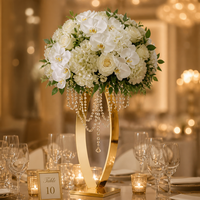 Centre de Table de Mariage Support à Fleurs en Métal Doré Décoration Florale de Mariage pour Table et Fêtes