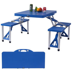 Nouvelle table de pique-nique portable en plastique pliable de loisirs pour jardin, ensemble de table et 4 chaises, table pliante d'extérieur pour enfants, patio - Product Image 2