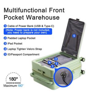 Multifunctional Wide <strong>Trolley</strong> Luggage Bag Front Open Suitcase with Laptop Cup Holder and Charging Port Luggage - Product Image 3
