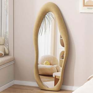 Miroir mural portable de haute qualité, fait à la main, avec cadre en métal contemporain, en MDF ondulé irrégulier de grande taille, vente en gros d'usine - Product Image 3