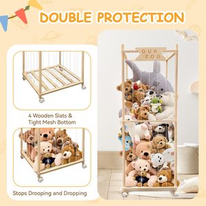 JQ Space Save organizzatore di giocattoli di <span class=keywords><strong>grande</strong></span> capacità di peluche porta animali in legno Zoo porta giocattoli per asilo nido camera da letto per bambini - Product Image 5