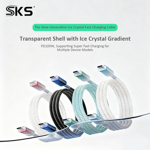 Câble USB Type-C tressé en nylon transparent à dégradé de couleurs, charge rapide PD, câble de charge rapide Type C <span class=keywords><strong>vers</strong></span> Type C pour téléphone portable et ordinateur portable - Product Image 4