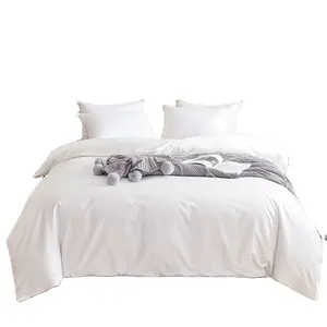 자연 색상 장식 예쁜 베개 자수 맞춤형 디자인 호텔 섬유 4PC 단색 침대 세트 침대 시트