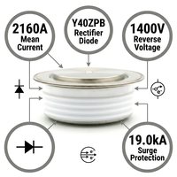 Redresseur industriel haute intensité TECHSEM S2GHM4G 2160A 1400V Diode à disque de serrage pour équipement de soudage 200V-1400V Haute puissance