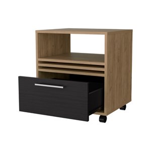 Natural Oak Nightstand With Drawer And <b>Open</b> <b>Storage</b> For Bedroom Use - Product Image 4