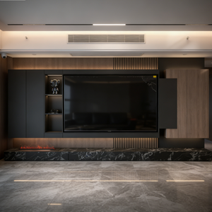 Meuble <span class=keywords><strong>TV</strong></span> <span class=keywords><strong>mural</strong></span> intégré spacieux pour grand salon avec rétroéclairage LED et compartiments de rangement - Product Image 5