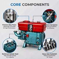 Moteur diesel monocylindre 4 temps refroidi par eau Tengka de 20 chevaux, personnalisable (condensation, démarrage électrique, couleur)