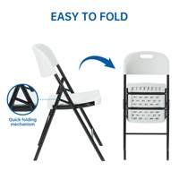 Chaise pliante portable en plastique robuste de 800 lb, empilable, pour la location d'événements, directement de l'usine