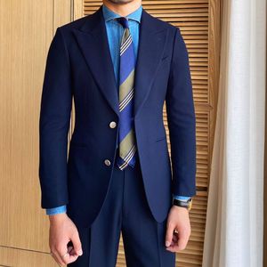 Traje de Negocios de 3 Piezas <span class=keywords><strong>para</strong></span> Hombre, Corte Entallado, 100% Lana, con Cuentas, Chaqueta, Chaleco y Pantalones, Ideal <span class=keywords><strong>para</strong></span> Bodas - Product Image 1