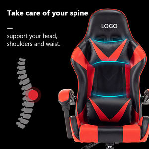 Höhen verstellbarer um Grad drehbarer PC-Stuhl Ergonomischer Computers piel stuhl aus schwarzem und rotem Pu-Leder - Product Image 5