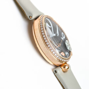 Reloj de Mujer Elegante de Alta Precisión, Edición Limitada, Personalizado, con Bisel de Diamantes en Oro Rosa Ovalado, Esfera Gris, Mecánico Automático de Lujo - Product Image 4