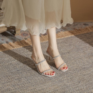 Fashionable High Quality Breathable Stiletto Sandals Flower Decoration Anti-Slip Heel Design <b>Plus</b> <b>Size</b> Available Summer Autumn - Product Image 4