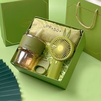 Boce Cadeau Personnalisé Pratique pour Employé d'Entreprise, Coffret Cadeau Souvenir d'Été avec Éventail