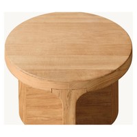 Moderner Natürlicher Runder Massiver Teakholz-Beistelltisch für den Außenbereich Garten-Sofa Akzentmöbel