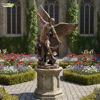 Statue en bronze grandeur nature de Saint Michel Archange, pour jardin extérieur, sculpture métallique de Saint Michel vainquant Lucifer, pour la vie religieuse catholique.