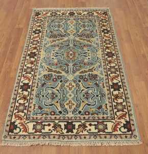 Hermosa alfombra tradicional hecha a mano de 3x5 pies azul Oushak Alfombra de lana Floral alfombra decorativa personalizable felpa de algodón de alta demanda para - Product Image 1