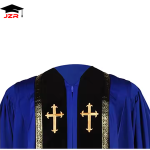 JZR Venta Caliente Túnicas Clericales Cruzadas Bordadas Estilo Wesley Azul Rey Personalizadas Nuevo Estilo Uniforme de Iglesia para Clérigos - Product Image 3