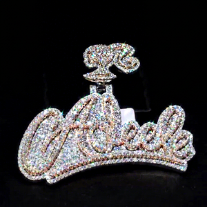 Pendentif personnalisé en argent 925 avec diamant VVS certifié EGL, unisexe, bicolore avec accent or rose, tendance, pour fête, avec plaque nominative, OEM ODM - Product Image 1